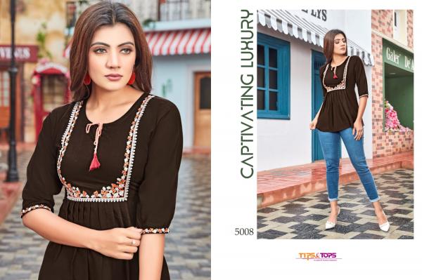 Tips & Tops Pulpy 5 Fancy Rayon Embroidery Western Top 